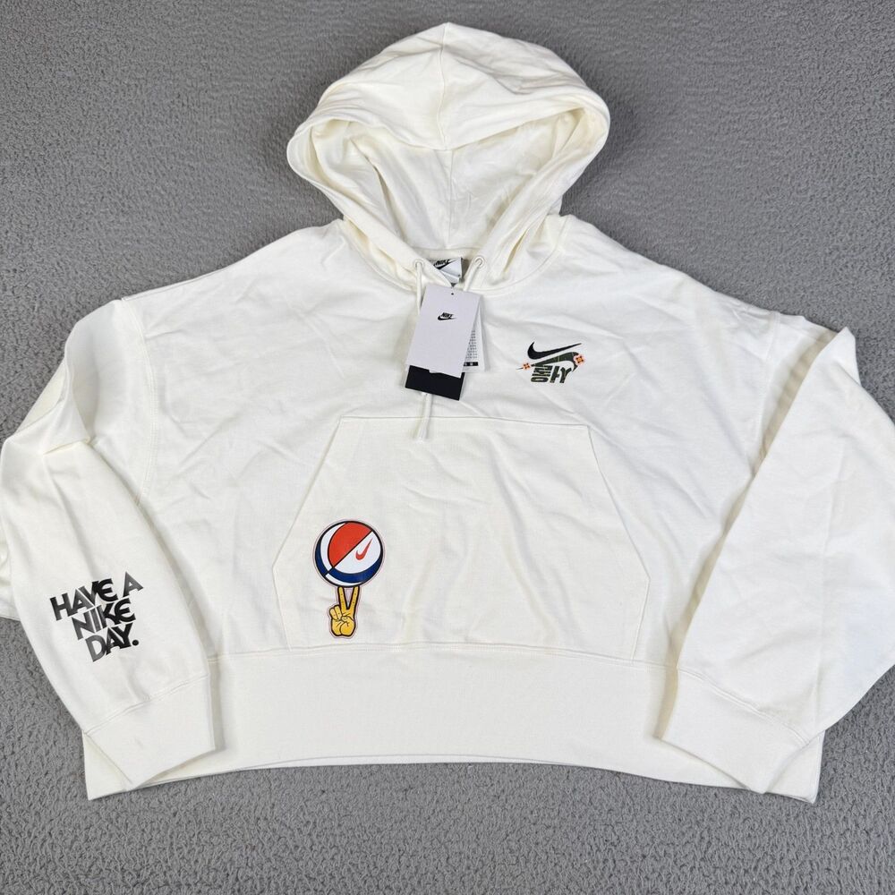 NIKE Korea Hoodie Womens M White Basketball Have a Nike Day Sweatshirt Sweater